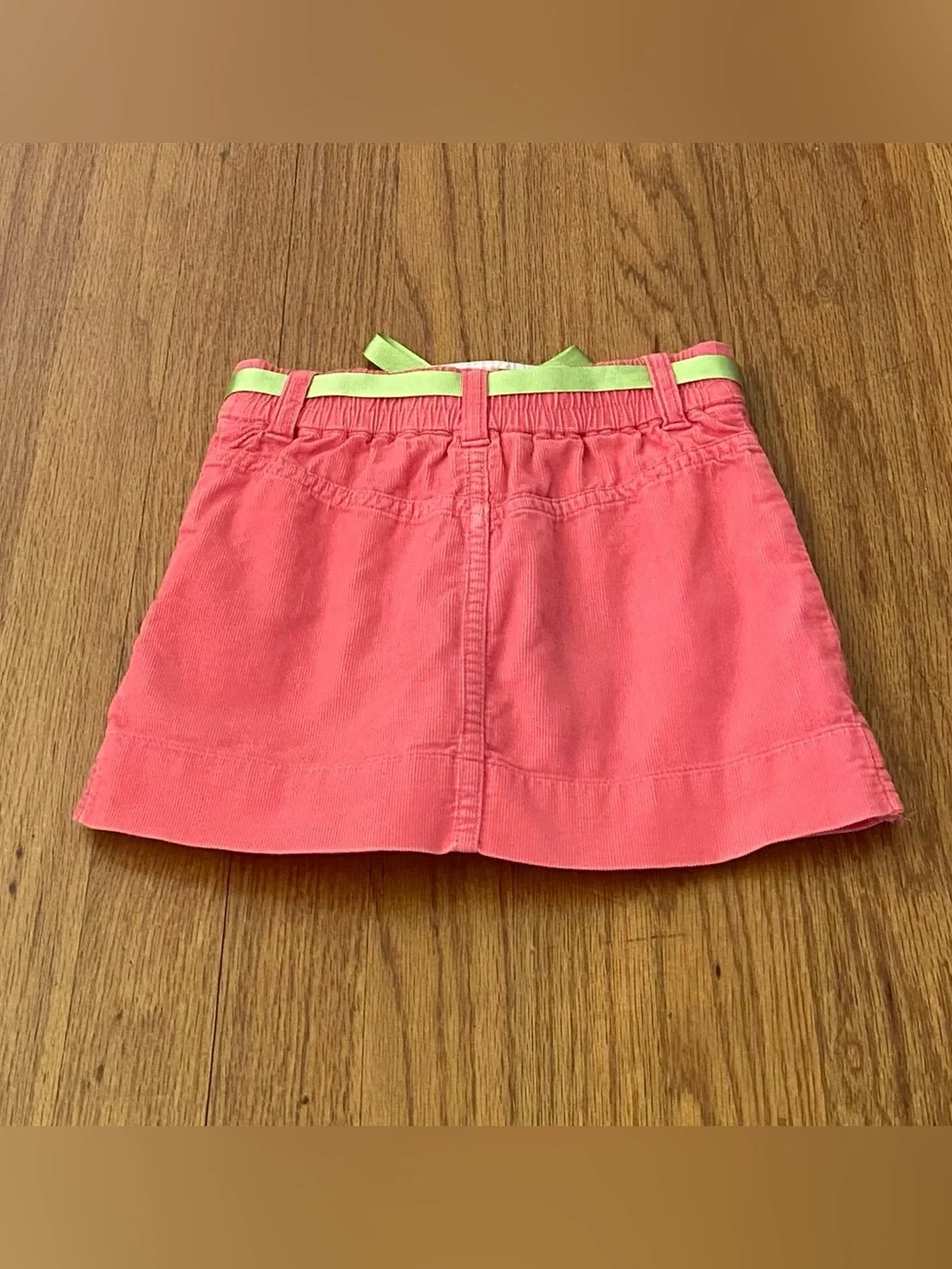Ralph Lauren Corduroy Skirt- Short with Attached Lime Green Tie
